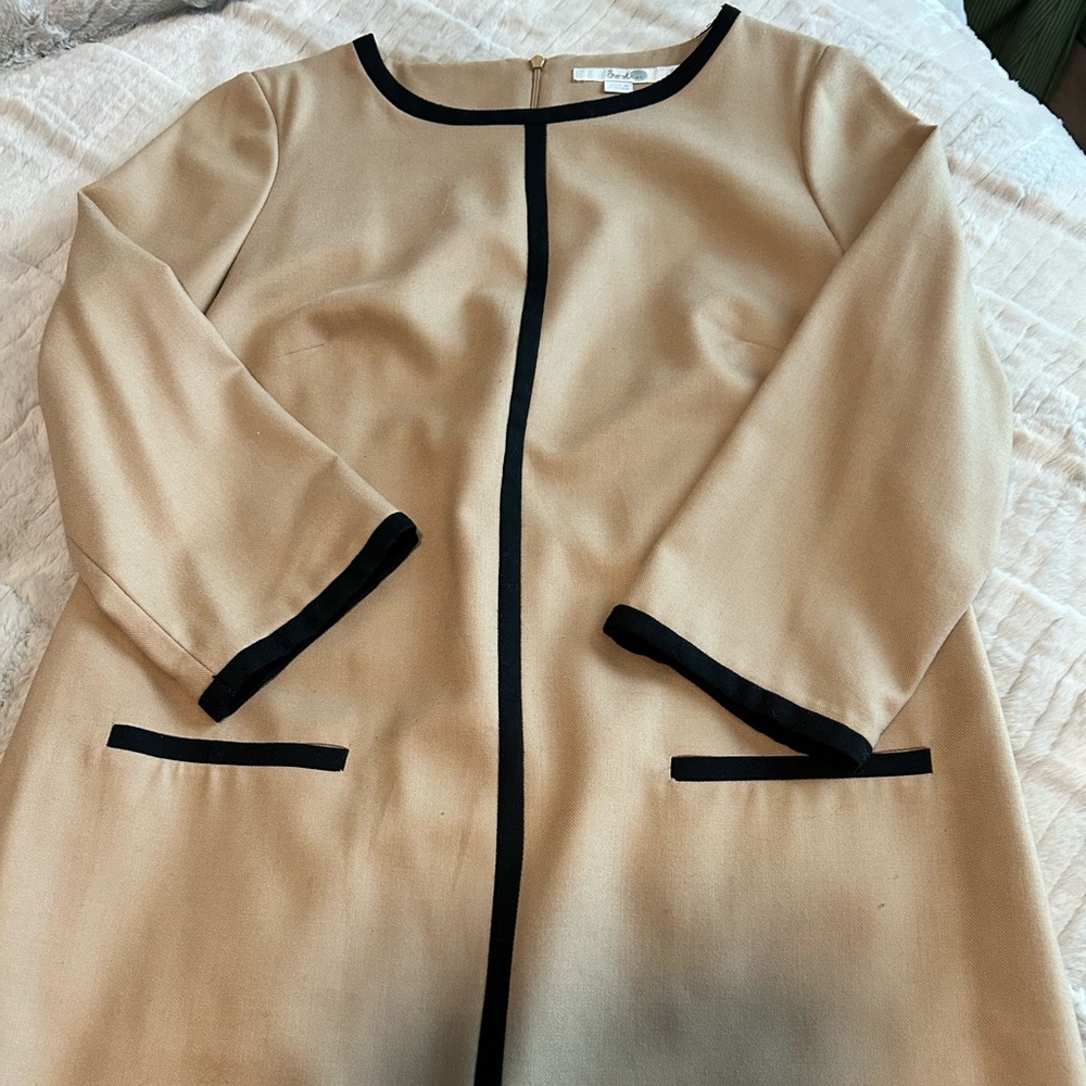Boden Tan Coat with Black Accents